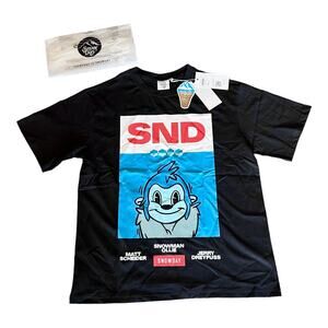 NEW SnowDay T SHIRT MED Mens Womens Big Snowman Ollie TEE Black Blue 100% Cotton